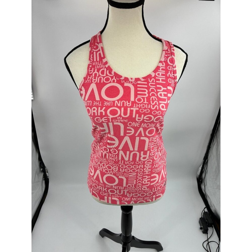 Old Navy Womens Size S Pink Racerback Tank Top Love Workout Activewear Gym Shirt